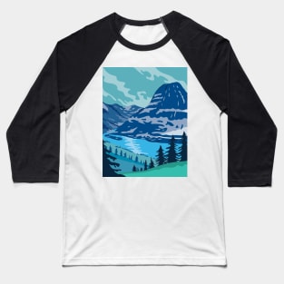 Glacier National Park and Kintla Lake in Montana United States WPA Poster Art Color Baseball T-Shirt